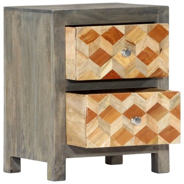 vidaXL Κομοδίνο Γκρι 40x30x50cm από Μασίφ Ξύλο Μάνγκο 1 τεμ.