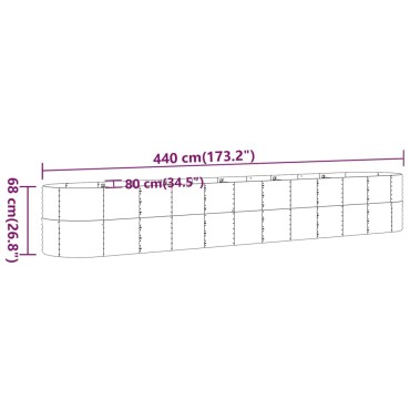 vidaXL Ζαρντινιέρα Ασημί 440x80x68 εκ. Ατσάλι με Ηλεκτρ. Βαφή Πούδρας