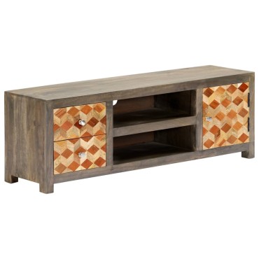 vidaXL Έπιπλο Τηλεόρασης Γκρι 120x30x40cm από Μασίφ Ξύλο Μάνγκο