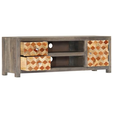 vidaXL Έπιπλο Τηλεόρασης Γκρι 120x30x40cm από Μασίφ Ξύλο Μάνγκο
