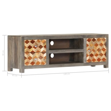 vidaXL Έπιπλο Τηλεόρασης Γκρι 120x30x40cm από Μασίφ Ξύλο Μάνγκο