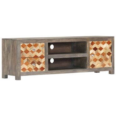 vidaXL Έπιπλο Τηλεόρασης Γκρι 120x30x40cm από Μασίφ Ξύλο Μάνγκο
