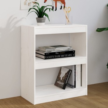 vidaXL Βιβλιοθήκη/Διαχωρ. Χώρου Λευκό 60x30x71,5cm Μασίφ Ξύλο Πεύκου 1 τεμ.