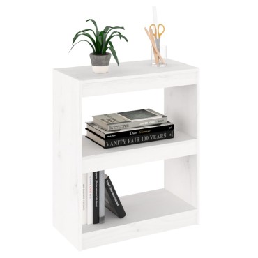 vidaXL Βιβλιοθήκη/Διαχωρ. Χώρου Λευκό 60x30x71,5cm Μασίφ Ξύλο Πεύκου 1 τεμ.