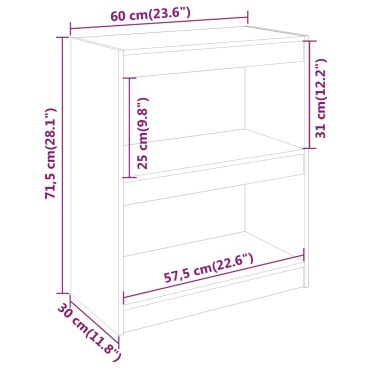 vidaXL Βιβλιοθήκη/Διαχωρ. Χώρου Λευκό 60x30x71,5cm Μασίφ Ξύλο Πεύκου 1 τεμ.