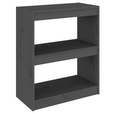 vidaXL Βιβλιοθήκη/Διαχωρ. Χώρου Γκρι 60x30x71,5cm Μασίφ Ξύλο Πεύκου 1 τεμ.