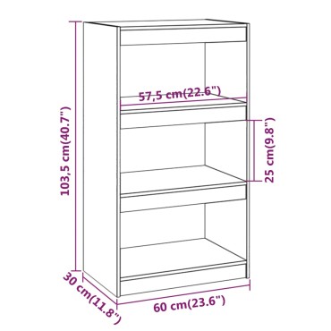 vidaXL Βιβλιοθήκη/Διαχωριστικό Χώρου 60x30x103,5cm Μασίφ Ξύλο Πεύκου 1 τεμ.