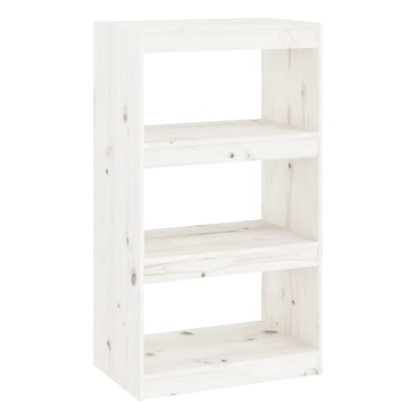 vidaXL Βιβλιοθήκη/Διαχωριστικό Χώρου Λευκή 60x30x103,5cm Μασίφ Πεύκο 1 τεμ.
