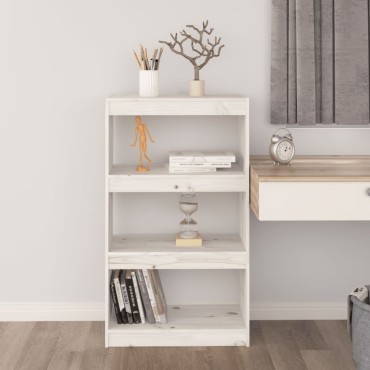 vidaXL Βιβλιοθήκη/Διαχωριστικό Χώρου Λευκή 60x30x103,5cm Μασίφ Πεύκο 1 τεμ.