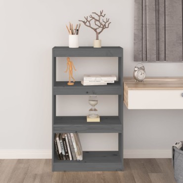 vidaXL Βιβλιοθήκη/Διαχωριστικό Χώρου Γκρι 60x30x103,5cm Μασίφ Πεύκο 1 τεμ.