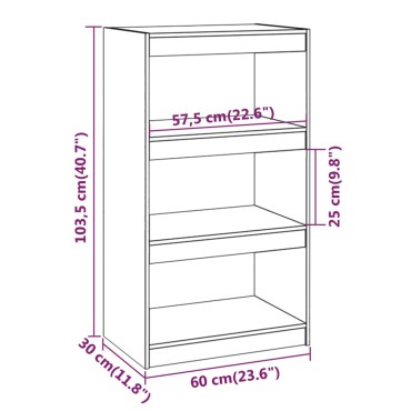 vidaXL Βιβλιοθήκη/Διαχωριστικό Χώρου Γκρι 60x30x103,5cm Μασίφ Πεύκο 1 τεμ.