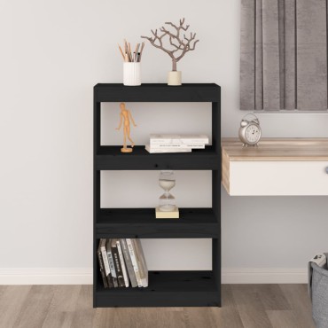 vidaXL Βιβλιοθήκη/Διαχωριστικό Χώρου Μαύρη 60x30x103,5cm Μασίφ Πεύκο 1 τεμ.