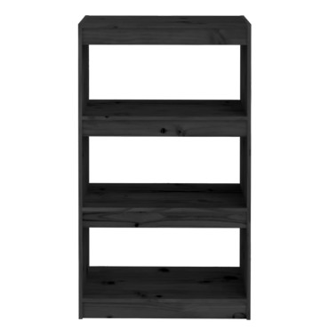 vidaXL Βιβλιοθήκη/Διαχωριστικό Χώρου Μαύρη 60x30x103,5cm Μασίφ Πεύκο 1 τεμ.