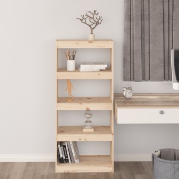 vidaXL Βιβλιοθήκη/Διαχωριστικό Χώρου 60x30x135,5cm Μασίφ Ξύλο Πεύκου 1 τεμ.