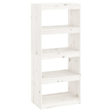 vidaXL Βιβλιοθήκη/Διαχωριστικό Χώρου Λευκή 60x30x135,5cm Μασίφ Πεύκο 1 τεμ.