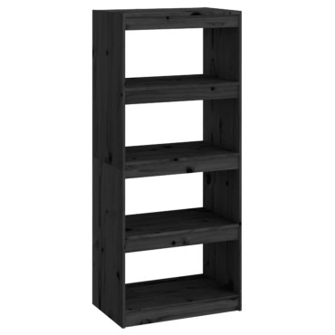 vidaXL Βιβλιοθήκη/Διαχωριστικό Χώρου Μαύρη 60x30x135,5cm Μασίφ Πεύκο 1 τεμ.