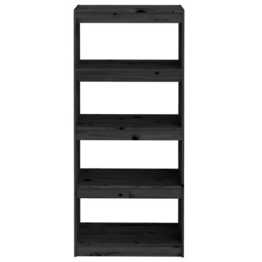 vidaXL Βιβλιοθήκη/Διαχωριστικό Χώρου Μαύρη 60x30x135,5cm Μασίφ Πεύκο 1 τεμ.