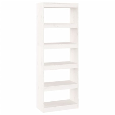 vidaXL Βιβλιοθήκη/Διαχωριστικό Χώρου Λευκή 60x30x167,5cm Μασίφ Πεύκο 1 τεμ.