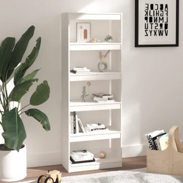 vidaXL Βιβλιοθήκη/Διαχωριστικό Χώρου Λευκή 60x30x167,5cm Μασίφ Πεύκο 1 τεμ.