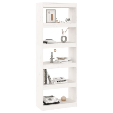vidaXL Βιβλιοθήκη/Διαχωριστικό Χώρου Λευκή 60x30x167,5cm Μασίφ Πεύκο 1 τεμ.