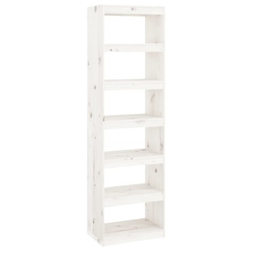 vidaXL Βιβλιοθήκη/Διαχωριστικό Χώρου Λευκή 60x30x199,5cm Μασίφ Πεύκο 1 τεμ.