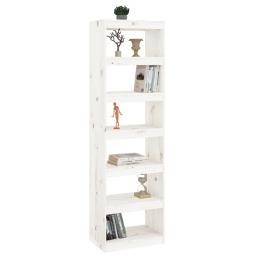 vidaXL Βιβλιοθήκη/Διαχωριστικό Χώρου Λευκή 60x30x199,5cm Μασίφ Πεύκο 1 τεμ.