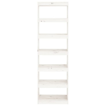 vidaXL Βιβλιοθήκη/Διαχωριστικό Χώρου Λευκή 60x30x199,5cm Μασίφ Πεύκο 1 τεμ.