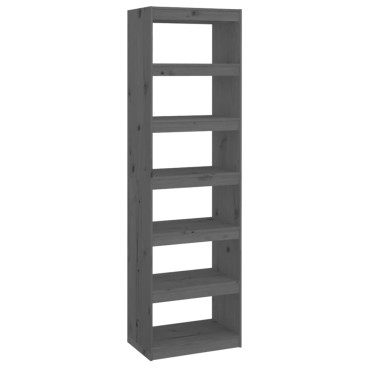 vidaXL Βιβλιοθήκη/Διαχωριστικό Χώρου Γκρι 60x30x199,5cm Μασίφ Πεύκο 1 τεμ.
