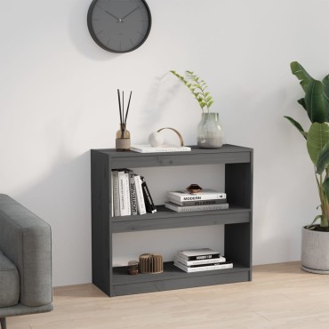 vidaXL Βιβλιοθήκη/Διαχωριστικό Χώρου Γκρι 80x30x71,5cm Μασίφ Πεύκο 1 τεμ.