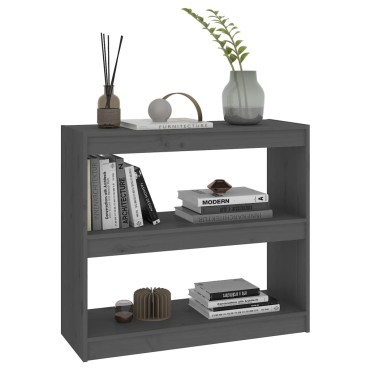 vidaXL Βιβλιοθήκη/Διαχωριστικό Χώρου Γκρι 80x30x71,5cm Μασίφ Πεύκο 1 τεμ.