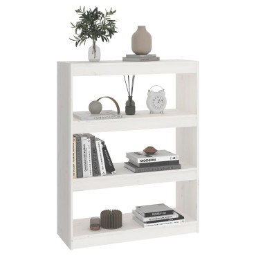 vidaXL Βιβλιοθήκη/Διαχωριστικό Χώρου Λευκή 80x30x103,5cm Μασίφ Πεύκο 1 τεμ.