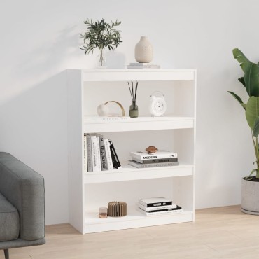 vidaXL Βιβλιοθήκη/Διαχωριστικό Χώρου Λευκή 80x30x103,5cm Μασίφ Πεύκο 1 τεμ.