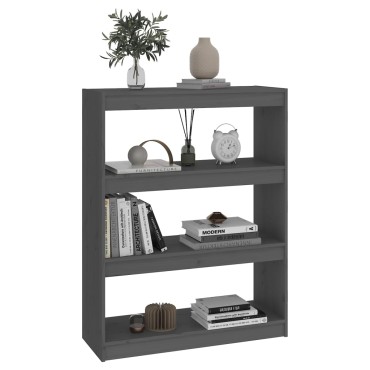 vidaXL Βιβλιοθήκη/Διαχωριστικό Χώρου Γκρι 80x30x103,5cm Μασίφ Πεύκο 1 τεμ.