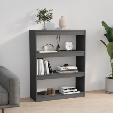 vidaXL Βιβλιοθήκη/Διαχωριστικό Χώρου Γκρι 80x30x103,5cm Μασίφ Πεύκο 1 τεμ.