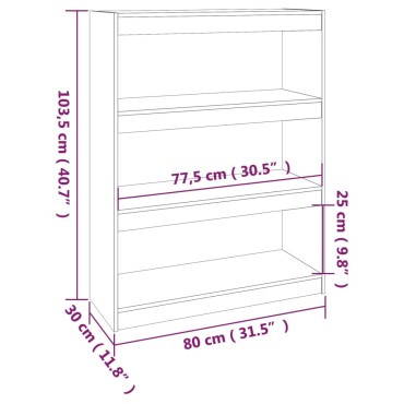 vidaXL Βιβλιοθήκη/Διαχωριστικό Χώρου Γκρι 80x30x103,5cm Μασίφ Πεύκο 1 τεμ.
