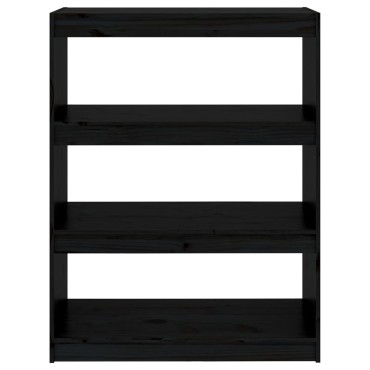 vidaXL Βιβλιοθήκη/Διαχωριστικό Χώρου Μαύρη 80x30x103,5cm Μασίφ Πεύκο 1 τεμ.