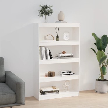 vidaXL Βιβλιοθήκη/Διαχωριστικό Χώρου Λευκή 80x30x135,5cm Μασίφ Πεύκο 1 τεμ.