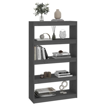 vidaXL Βιβλιοθήκη/Διαχωριστικό Χώρου Γκρι 80x30x135,5cm Μασίφ Πεύκο 1 τεμ.