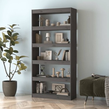 vidaXL Βιβλιοθήκη/Διαχωριστικό Χώρου Γκρι 80x30x167,4cm Μασίφ Πεύκο 1 τεμ.