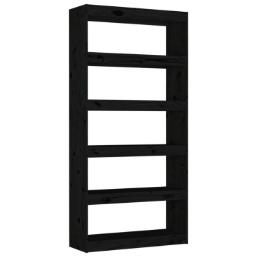 vidaXL Βιβλιοθήκη/Διαχωριστικό Χώρου Μαύρη 80x30x167,4cm Μασίφ Πεύκο 1 τεμ.
