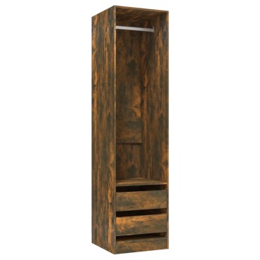 vidaXL Ντουλάπα με Συρτάρια Καπνιστή Δρυς 50x50x200cm Επεξεργ. Ξύλο 1 τεμ.