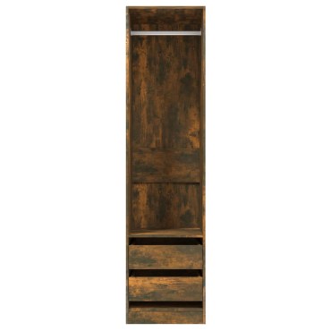 vidaXL Ντουλάπα με Συρτάρια Καπνιστή Δρυς 50x50x200cm Επεξεργ. Ξύλο 1 τεμ.