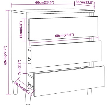 vidaXL Συρταριέρα Καπνιστή Δρυς 60x35x69cm Επεξεργασμένο Ξύλο 1 τεμ.