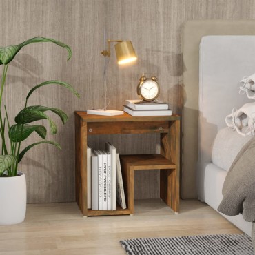 vidaXL Κομοδίνο Καπνιστή Δρυς 40x30x40cm από Επεξεργασμένο Ξύλο 1 τεμ.