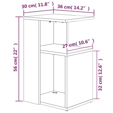 vidaXL Τραπέζι Βοηθητικό Γκρι Sonoma 36x30x56cm Επεξεργασμένο Ξύλο 1 τεμ.