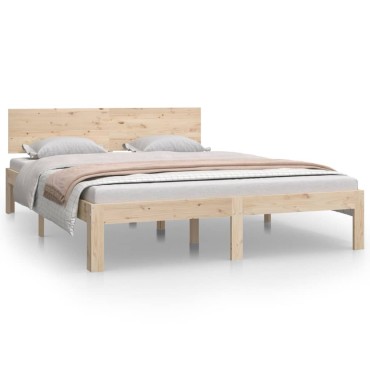vidaXL Πλαίσιο Κρεβατιού 140x200cm από Μασίφ Ξύλο Πεύκου 1 τεμ. - Διπλό