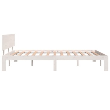 vidaXL Πλαίσιο Κρεβατιού Λευκό 140x200cm από Μασίφ Ξύλο Πεύκου 1 τεμ. - Διπλό
