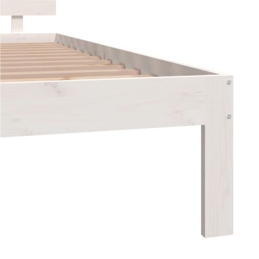 vidaXL Πλαίσιο Κρεβατιού Λευκό 140x200cm από Μασίφ Ξύλο Πεύκου 1 τεμ. - Διπλό