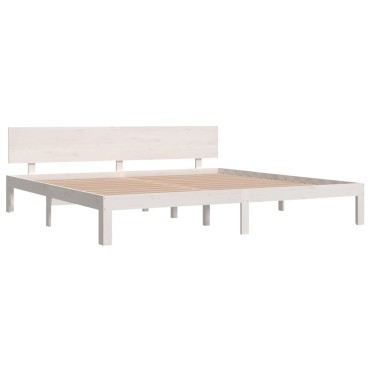 vidaXL Πλαίσιο Κρεβατιού Λευκό 200x200cm από Μασίφ Ξύλο Πεύκου 1 τεμ. - Διπλό