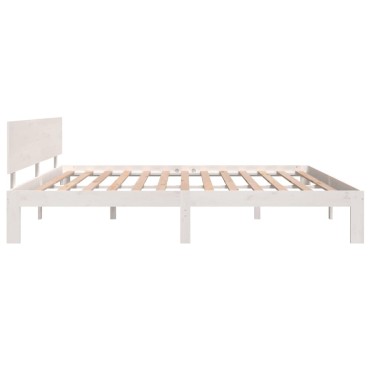 vidaXL Πλαίσιο Κρεβατιού Λευκό 200x200cm από Μασίφ Ξύλο Πεύκου 1 τεμ. - Διπλό